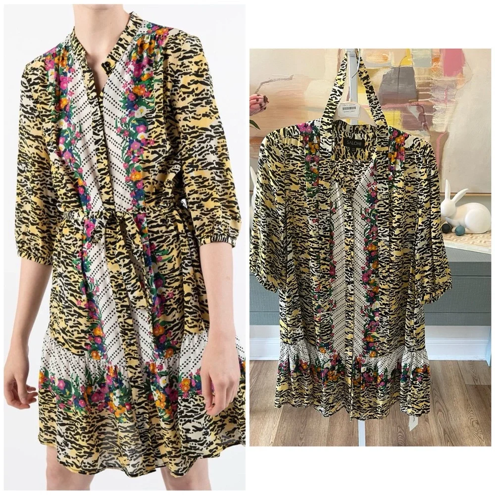 Saloni UK 14/US 10 Tyra dress in Tiger Rosette - Picture 7 of 8